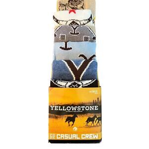 Yellowstone TV Show Six Pairs Men's Shoe Size 8-12 Crew Socks